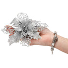 Kunstbloem - Ster van Bethlehem - Zilver - Glitters