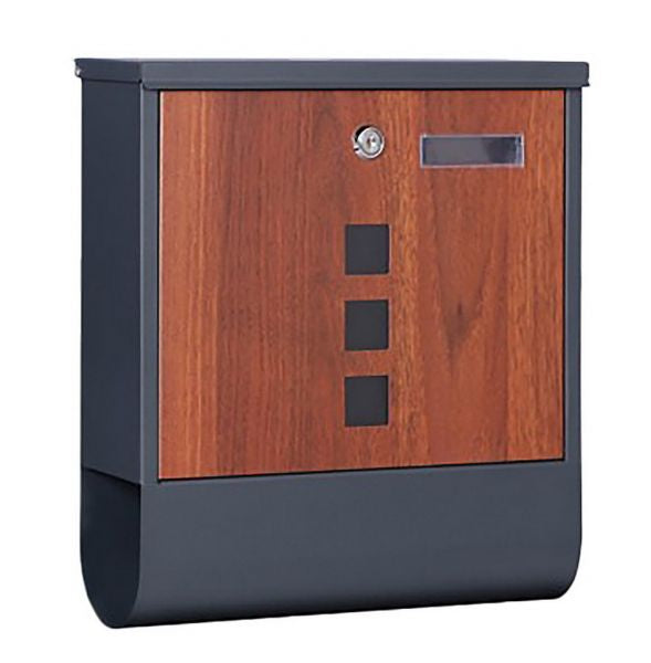 Brievenbus - Wandbrievenbus - Hangend - Staal - Antraciet - Houtlook - 9,5 x 30,5 x 33,5 cm