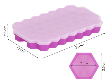 IJsblokjes vorm - Siliconen - Honinggraat - 37 Stuks - Paars - 20x12x2.5x CM