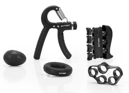 Actiget®  Handtrainer Set | Handknijper | Zwart/Grijs | 10- 40 Kg | 5 Delig