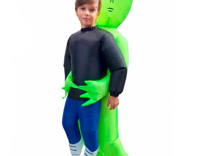 Springos Opblaasbaar Alienkostuum - Halloween Verkleedpak 120-155 cm
