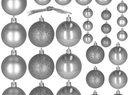 Kerstballen | 30 Stuks | 6/5/4 cm | Grijs