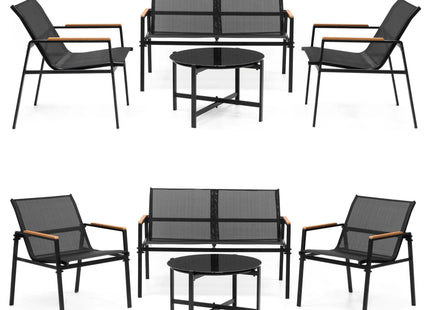 Tuinset | Tuinset 4 Persoons | Tuinsets | Tuintafel & Tuinstoelen & Tuinbank  | 4 Personen | Zwart