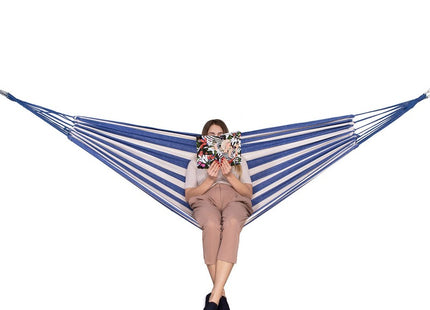 Hangmat | Extra Stevig | Inclusief Opbergtas | Blauw/Wit | 200 x 150 cm