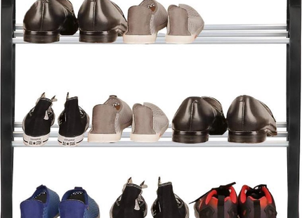 Springos Schoenenrek | 12 - 16 Paar Schoenen | 3 Laags | Kunststof/Metaal | Zwart