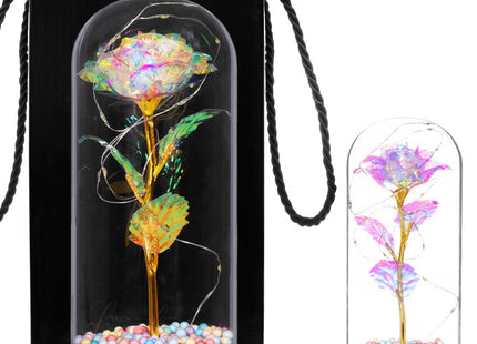 Roos | Valentijn | Rozen | LED | 22 cm | Goud/Kristal/Naturel | Warm wit