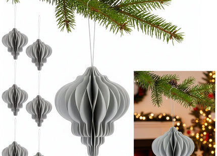 Kerstbal | Papier | 12,5 Cm | 3D | Grijs | 6 Stuks