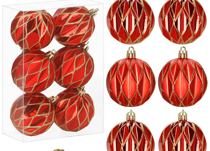 Kerstballen | 6 Stuks | 12 cm | Rood/Goud