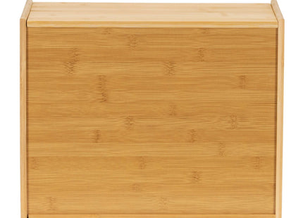 Broodtrommel Voor Op Het Aanrecht - Broodmand - Bamboe Deksel - 2 Laags - Zwart - 20 X 39 X 31 CM