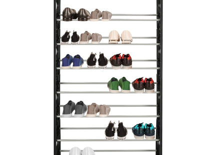 Springos Schoenenrek | 24 - 30 Paar Schoenen | 8 Laags | Kunststof/Metaal | Zwart