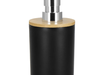 Badkamerset | Prullenbak | Zeepbakje | Toiletborstel | Zeepdispenser | Set van 6 | Zwart/Naturel