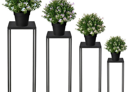 Plantenzuil | Plantentafel | Planten Etagère | Set van 4 | Metaal | Zwart