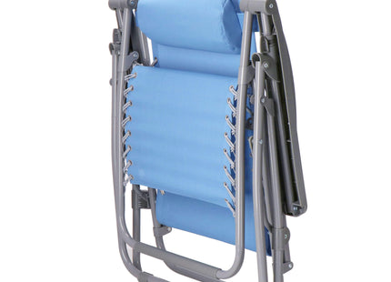 Tuinstoel | Ligstoel | Opvouwbaar | Verstelbaar | Ergonomische Hoofdsteun | Blauw