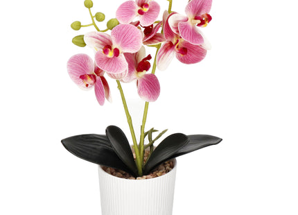 Kunst Orchidee - Kunstplanten -Inclusief Pot - Roze - 33.5 cm