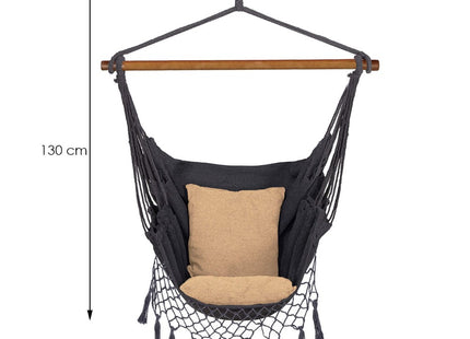 Hangstoel | Binnen & Buiten | Met 2 Kussens | Belastbaar tot 150 kg | 130 x 100 cm | Grijs/Beige