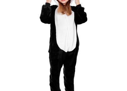 Onesie Kinderen | Panda | Maat 120/130 | Zwart/Wit