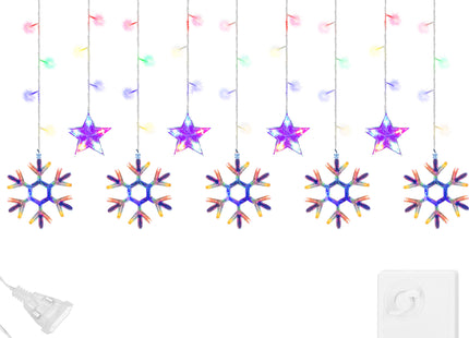 Lichtgordijn | IJspegel Verlichting | Inclusief USB En Afstandsbediening | 150 LED | Multicolor| Sterren | Sneeuwvlokje