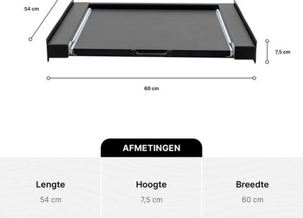 Muntel® Tussenstuk Wasmachine Droger - Stapelkit Wasmachine Droger - Universeel - Uitschuifbare werkblad - Zwart