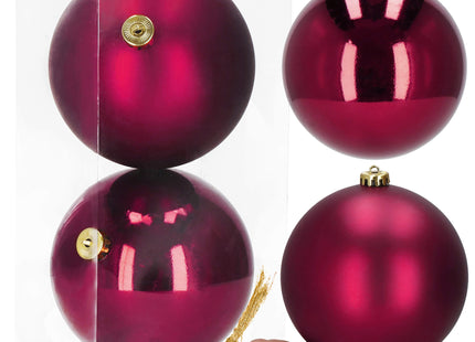 Kerstballen | 2 Stuks | 15 cm | Bordeaux