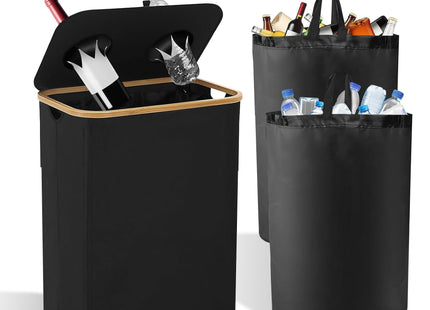 Verzamelcontainer Voor Statiegeldflessen- Met Deksel - Verzamelcontainer - 160 liter - 2 Delen - Wasbaar - Multifunctioneel - Bamboe - Polyester