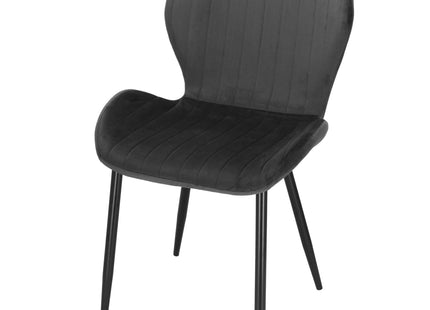 Stoel - Gestoffeerd - Fluwelen - Metaal - Woonkamer - Keuken - Eetkamer - Interieur - Zwart