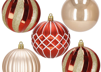 Kerstballen | 54 Stuks | 8 cm | Rood/Goud Rosé/Goud