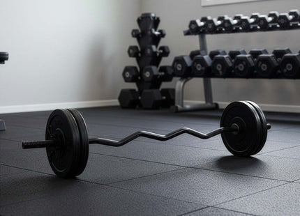 Actiget® Curlstang | Halterstang | Barbell | Chroomstaal | Verbogen | 120 cm | 25 mm | 2 Klemmen