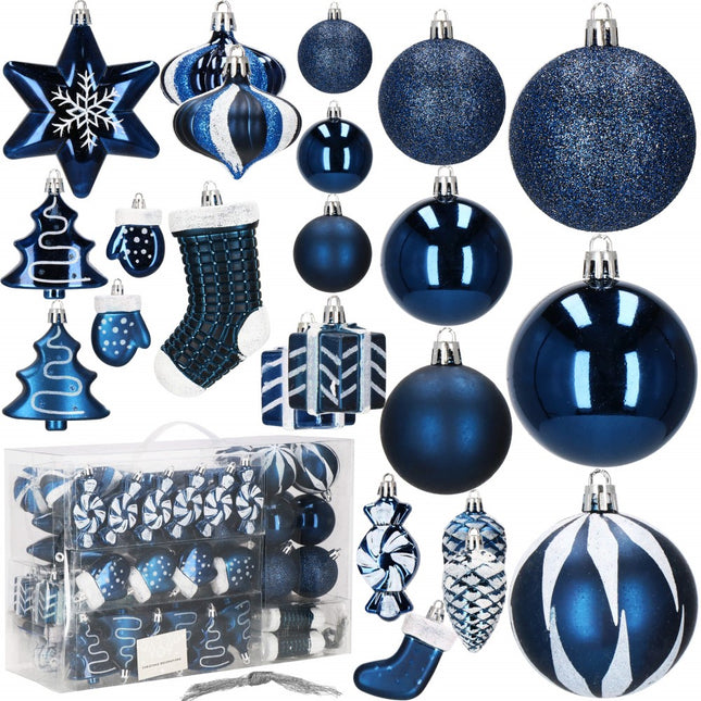 Kerstballen | 77 Stuks | Marineblauw