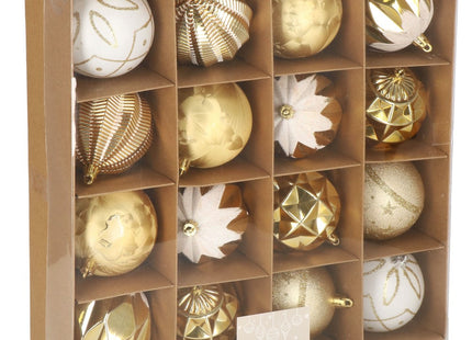 Kerstballen | 16 Stuks | 8 cm | Goud/Wit