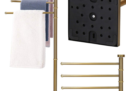 Handdoekrek - Badkamer - Handdoekstang - Handdoekhouder - 3 Armen - Metaal- Goud - 86 cm