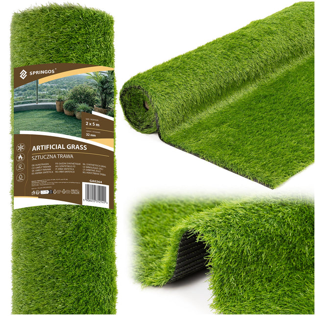 Kunstgras - Terras - Balkon -Tuin - Zacht - 2 x 5 m - 32 mm