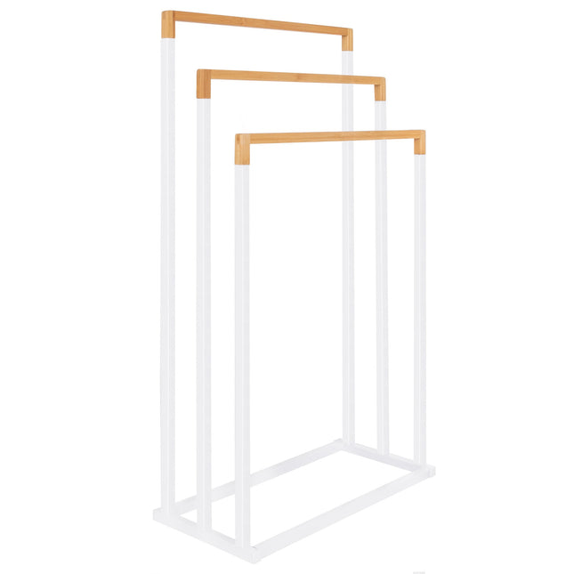Handdoekrek | Metaal/Hout | Staand | Wit