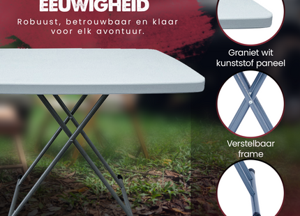 Campingtafel - Vouwtafel - 76 X 50 X 53,5 - Wit