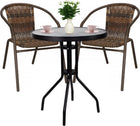 Tuinset | Balkonset | Bistroset | 3-Delig | Tafel + 2 Stoelen | Zwart/Bruintinten