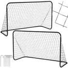 Voetbaldoel | Staal | Voetbal | Trainen | Draagbaar | Set van 2 | Bevestigingsharingen | 188 x 122 x 61 | Zwart