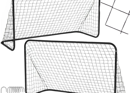 Voetbaldoel | Staal | Voetbal | Trainen | Draagbaar | Set van 2 | Bevestigingsharingen | 188 x 122 x 61 | Zwart