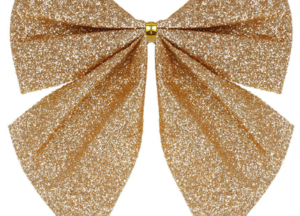 Kerstboomhanger | Strik | Gouden Glitter | 3 Stuks | 11 Cm
