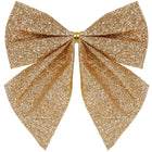 Kerstboomhanger | Strik | Gouden Glitter | 3 Stuks | 11 Cm