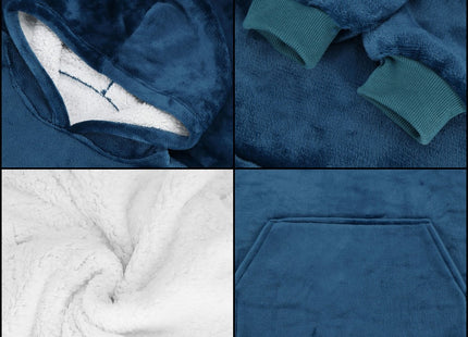 Hoodie Deken - Deken Met Mouwen - One Size - Blauw
