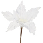 Kunstbloem - Witte Poinsettia - Ster van Bethlehem - Wit - Glitters