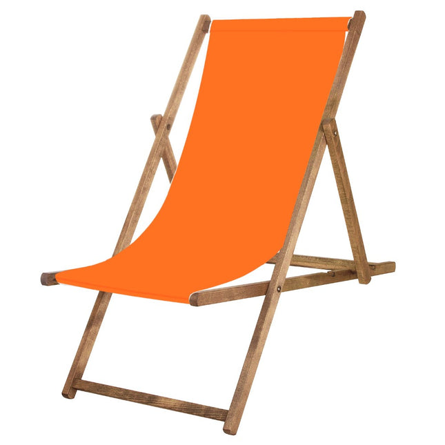 Houten Ligstoel | Strandstoel | Ligstoel | Verstelbaar | Beukenhout | Handgemaakt | Oranje