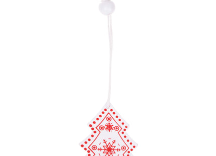 Kersthanger | Kerstbomen | Rood/Wit | Hout | 5 cm | 3 Stuks