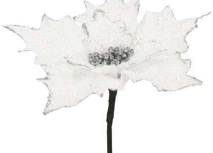 Kunstbloem - Ster van Bethlehem - Wit - Glitters