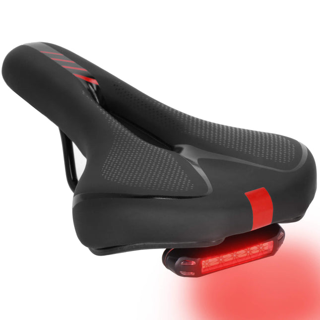 Fietszadel - Lamp - Geventileerd - Siliconen - Gel - Zwart - Licht