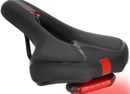 Fietszadel - Lamp - Geventileerd - Siliconen - Gel - Zwart - Licht