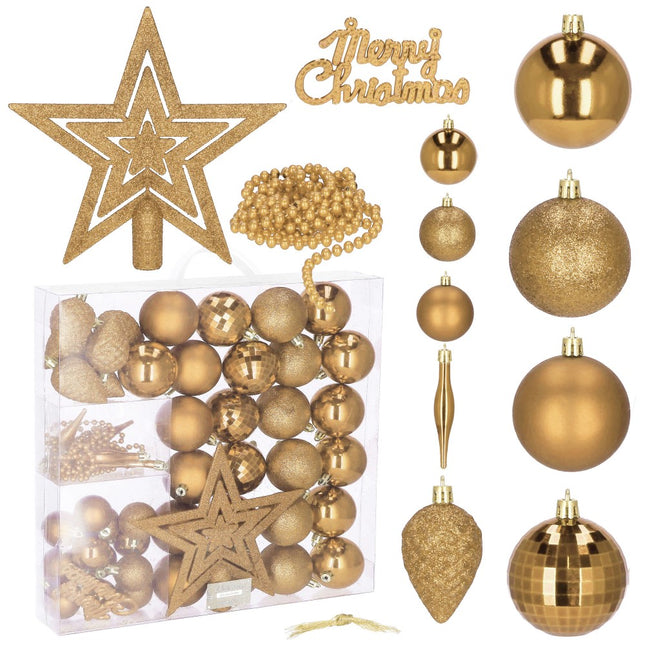 Kerstballen & Piek | 51 Stuks | Goud