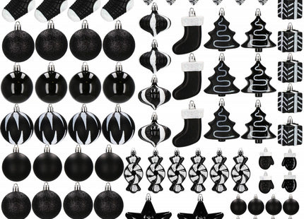Kerstballen | 77 Stuks | Zwart