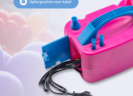 Ballonnenpomp - Elektrisch - Dubbele Vulfunctie - Met Hulpstukken - Roze / Blauw