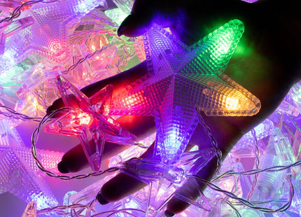 Kerstverlichting Sterrengordijn | Multicolor/Flits Koel Wit | 2 m | 180 Led's