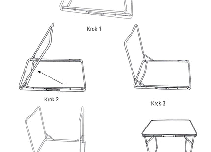 Campingtafel - Inklapbaar -  Verstelbaar Inclusief Stoelen - Donkerbruin/Zwart  - 120 x 60 x 70 cm